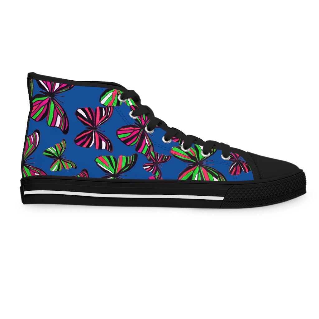 Royal Blue Butterflies Women's High Top Sneakers