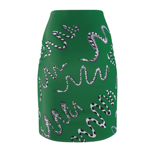 Emerald Green Snake Den Print Pencil Skirt