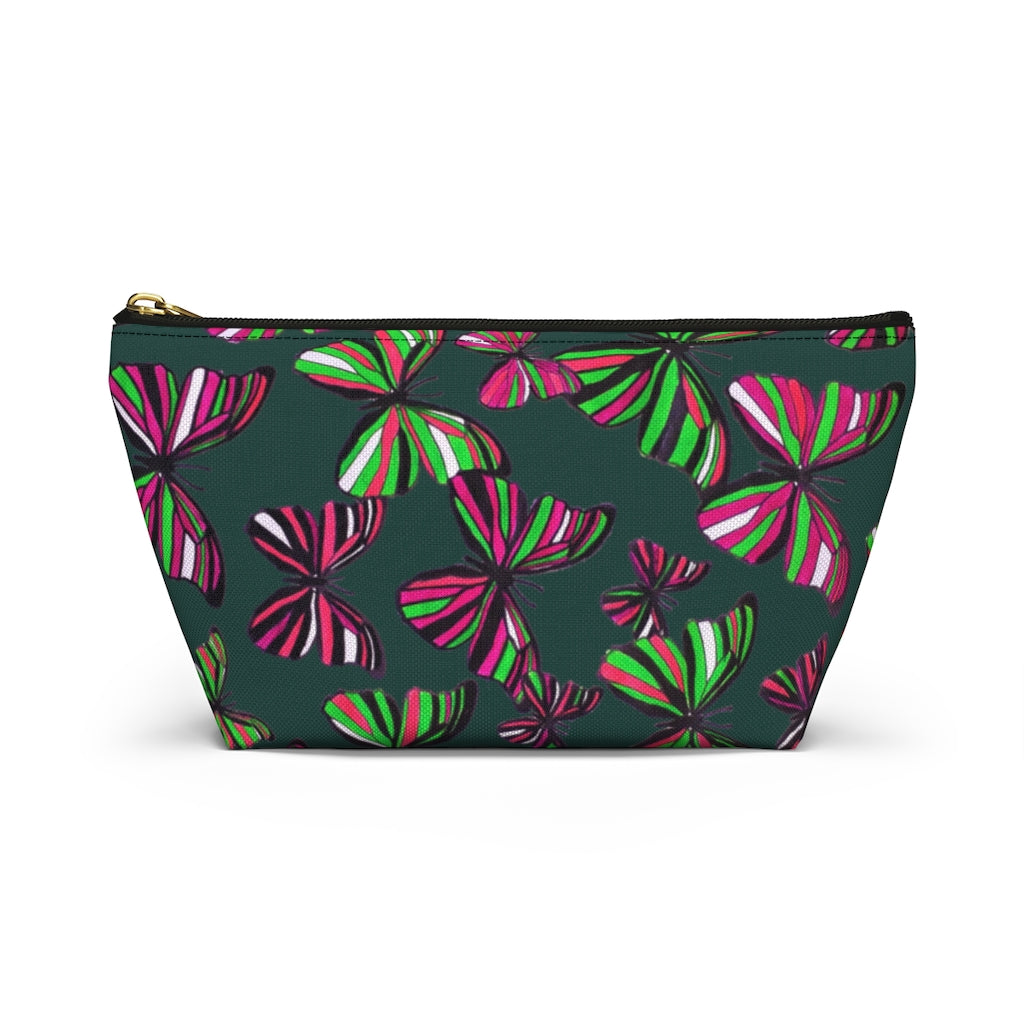 Butterflies Dark Green Accessory Pouch