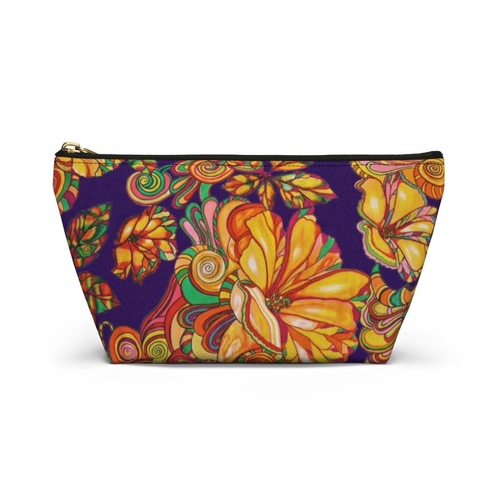 Violet Artsy Floral Accessory Pouch