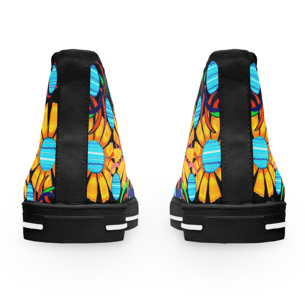 Black Sunflower Women's High Top Sneakers