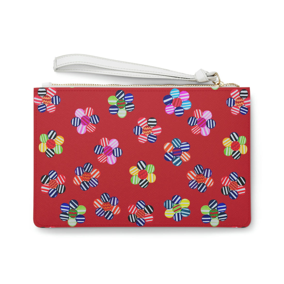 Deep Red Candy Florals Clutch Bag