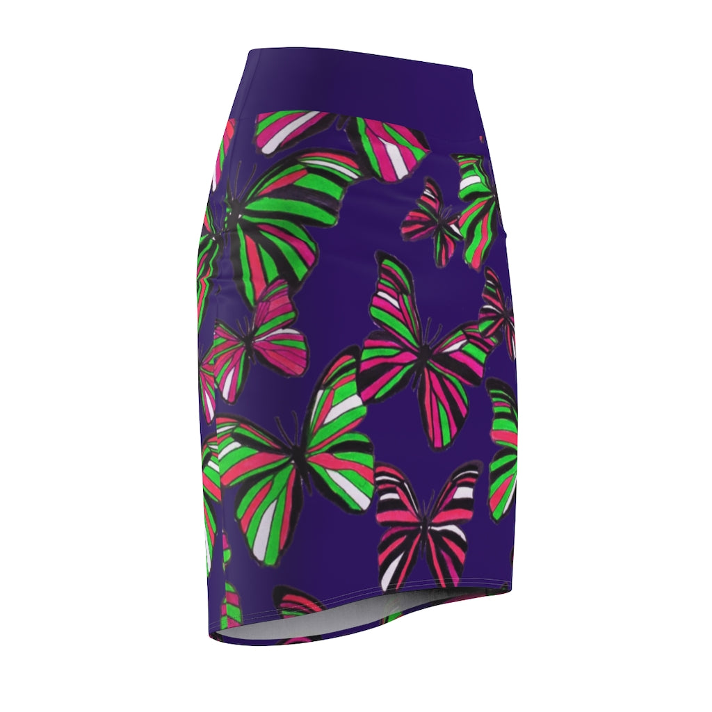 Violet Butterflies Pencil Skirt