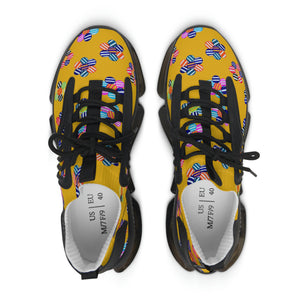 Yellow Candy Floral Printed OTT Women's Mesh Knit Sneakers