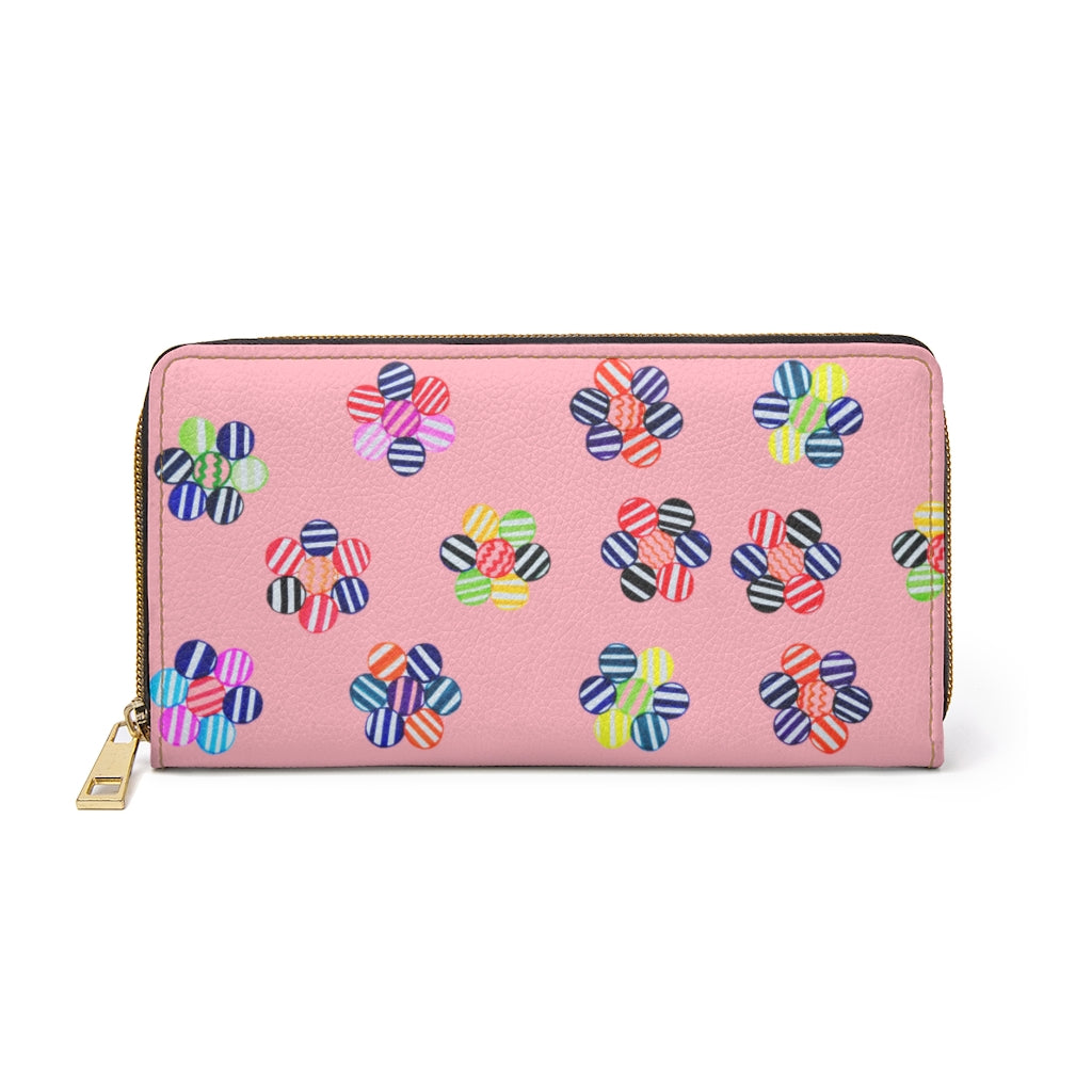 blush floral print clutch wallet