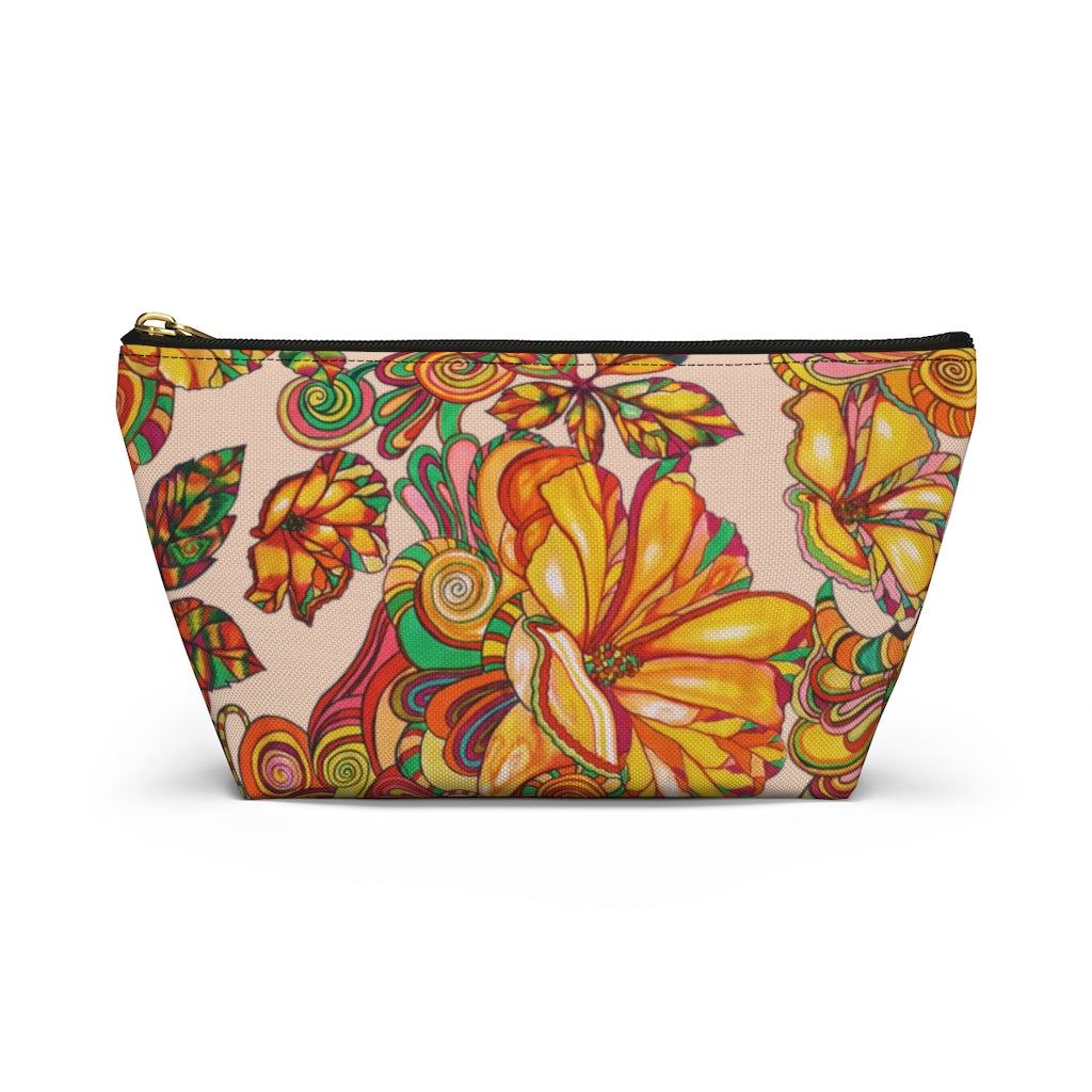 Nude Artsy Floral Accessory Pouch