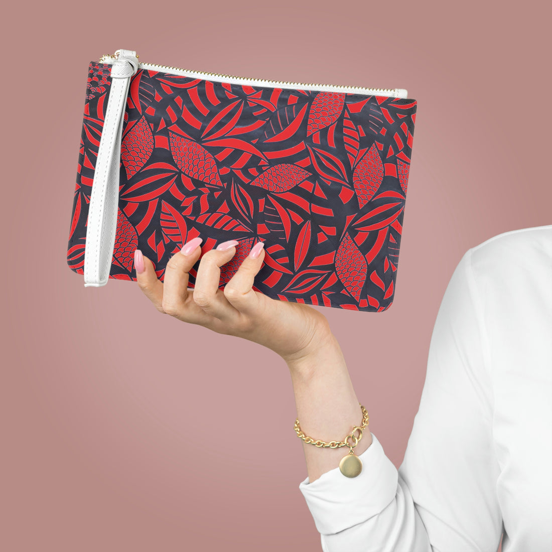 Red Tropical Minimalist Clutch Bag