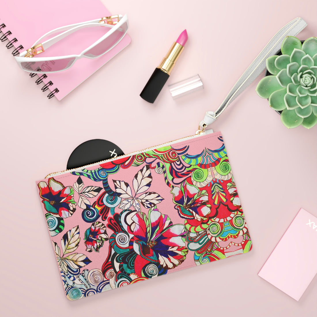 Blush Floral Pop Clutch Bag