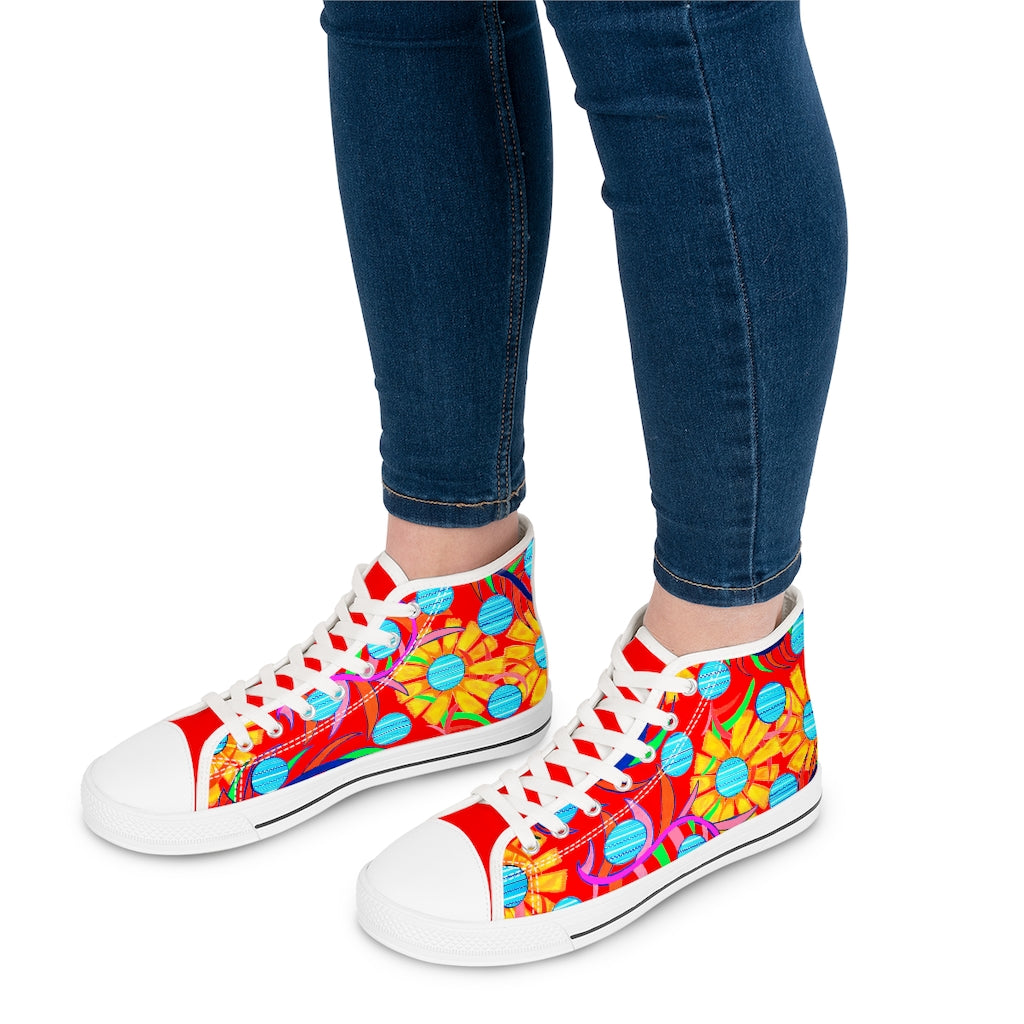 Red Sunflower Women's High Top Sneakers