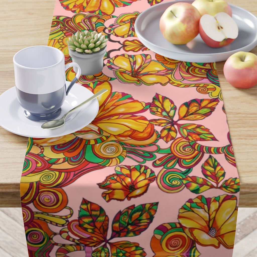 Artsy Floral Blush Table Runner