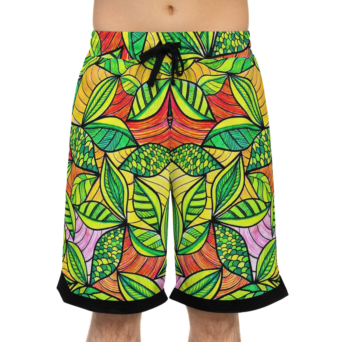 multicolour tropical print basketball shorts for men