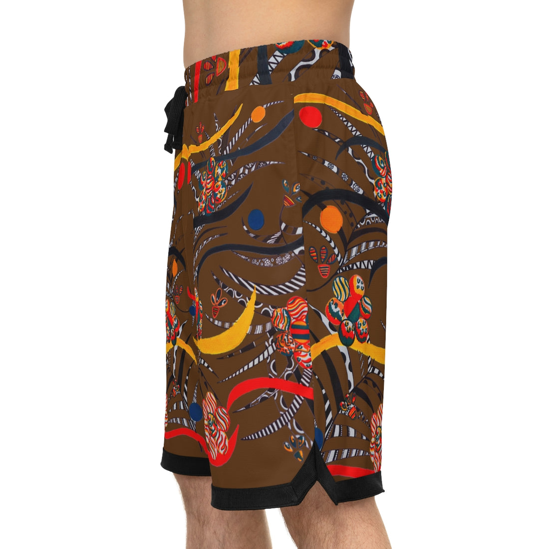 Brown Wilderness Basketball Rib Shorts (AOP)