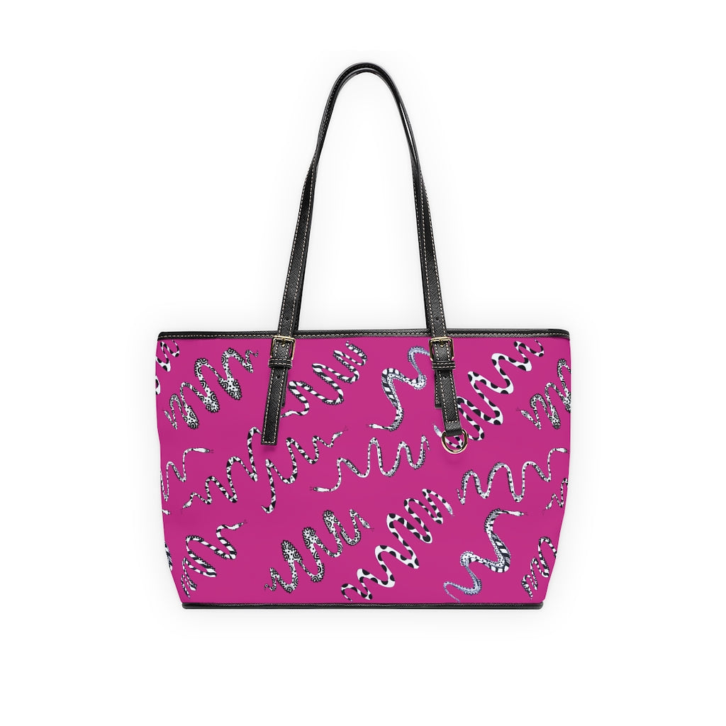 rose pink snake print tote bag