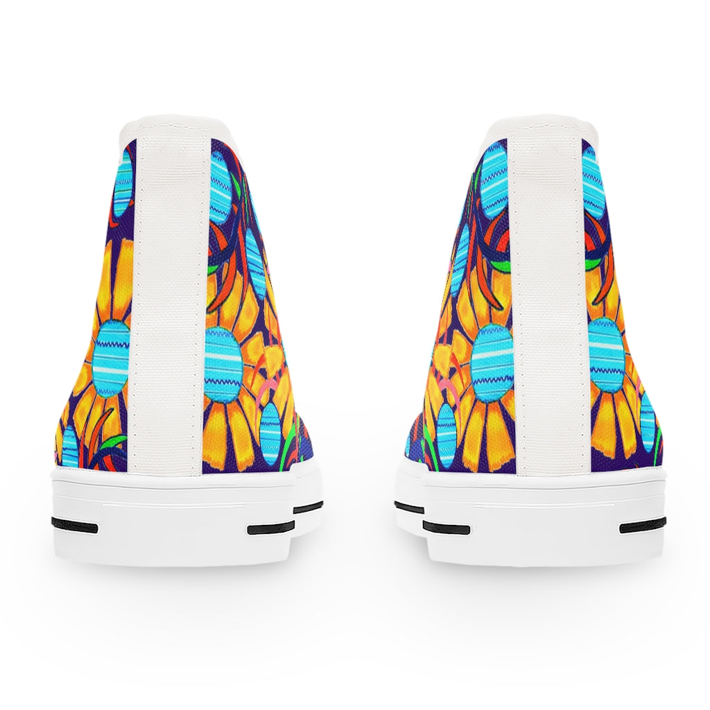 Ink Sunflower Women's High Top Sneakers