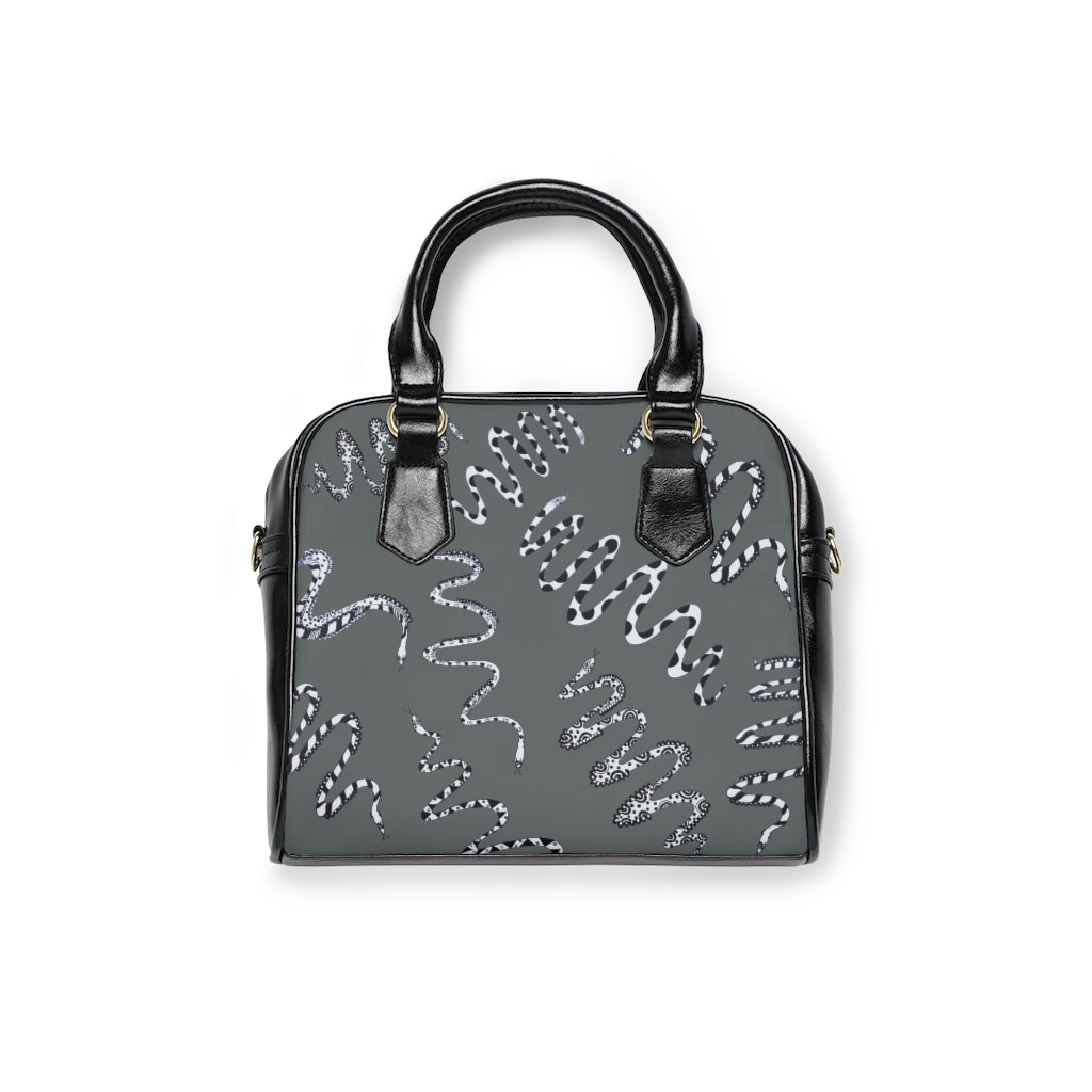 sh grey snake print handbag