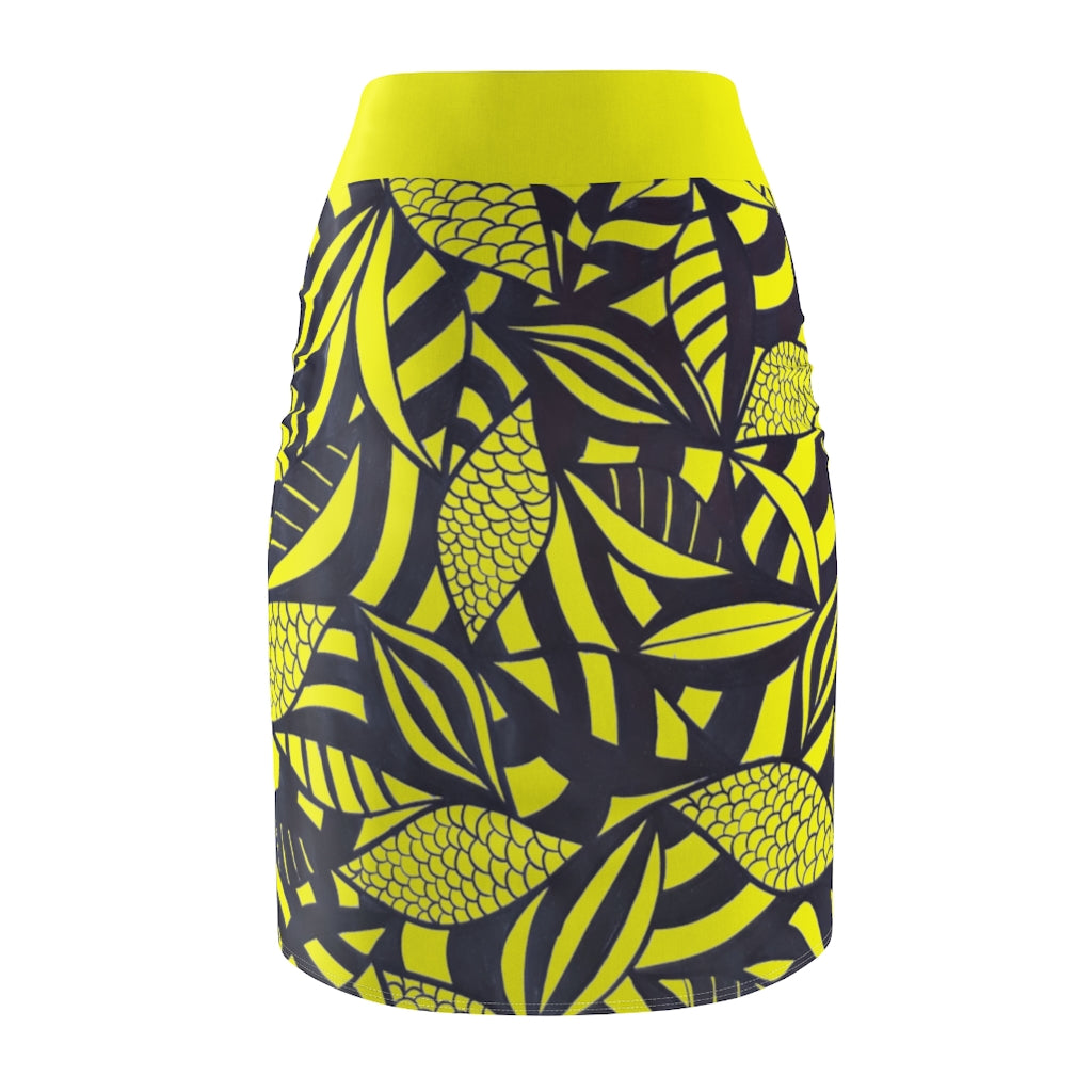 Tropical Minimalist Canary Pencil Skirt