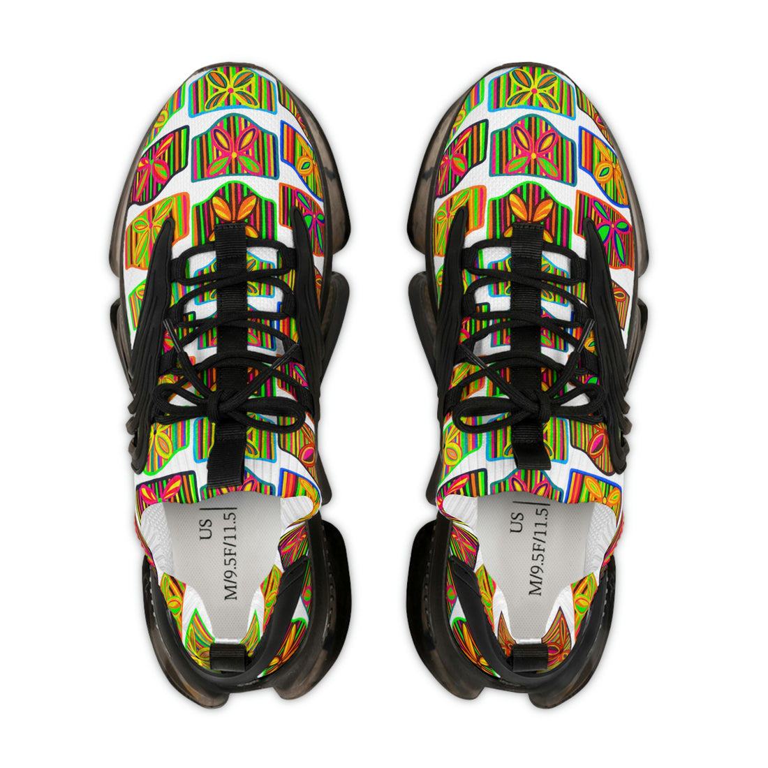 White Deco Print OTT Men's Mesh Knit Sneakers