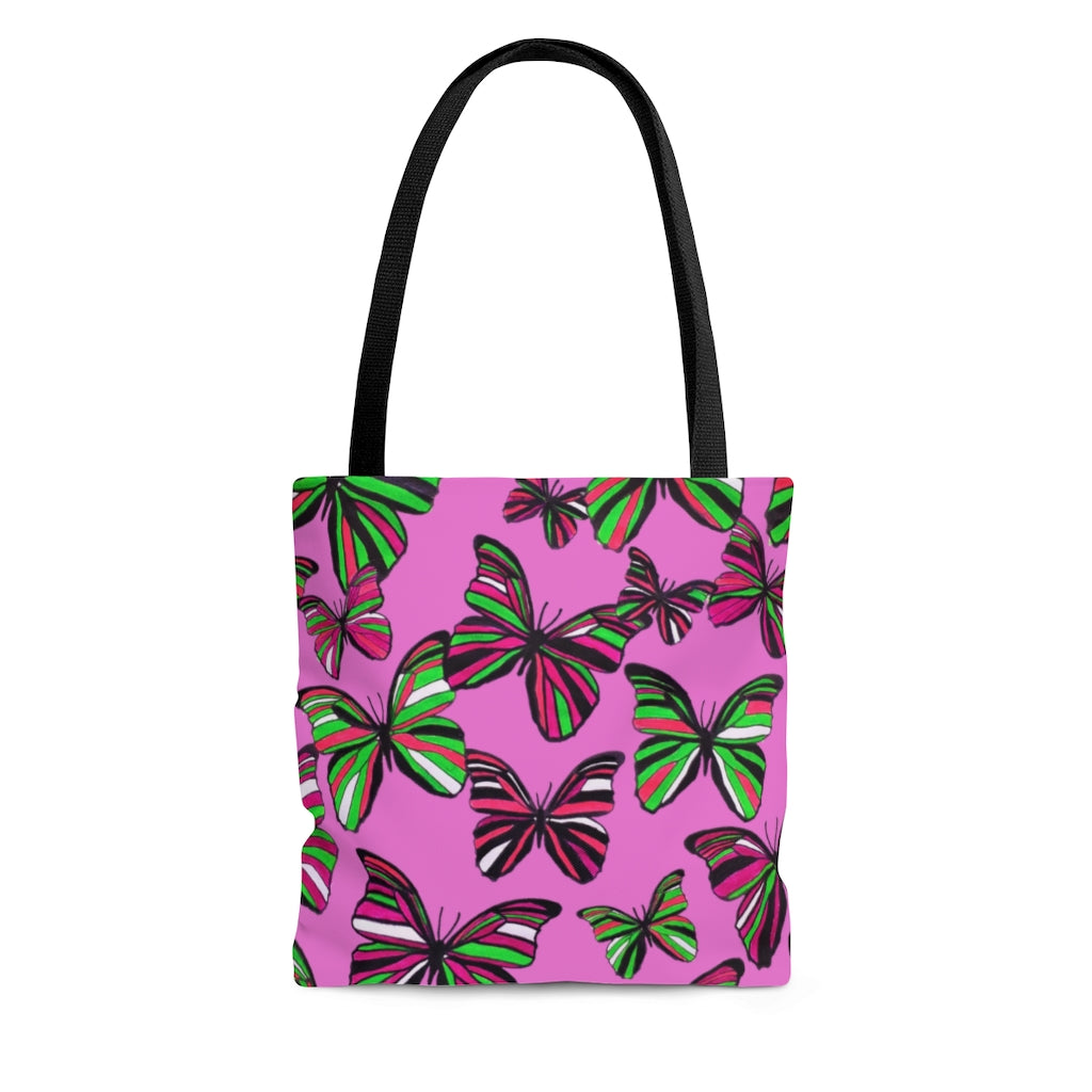 AOP Butterflies Rose Tote Bag