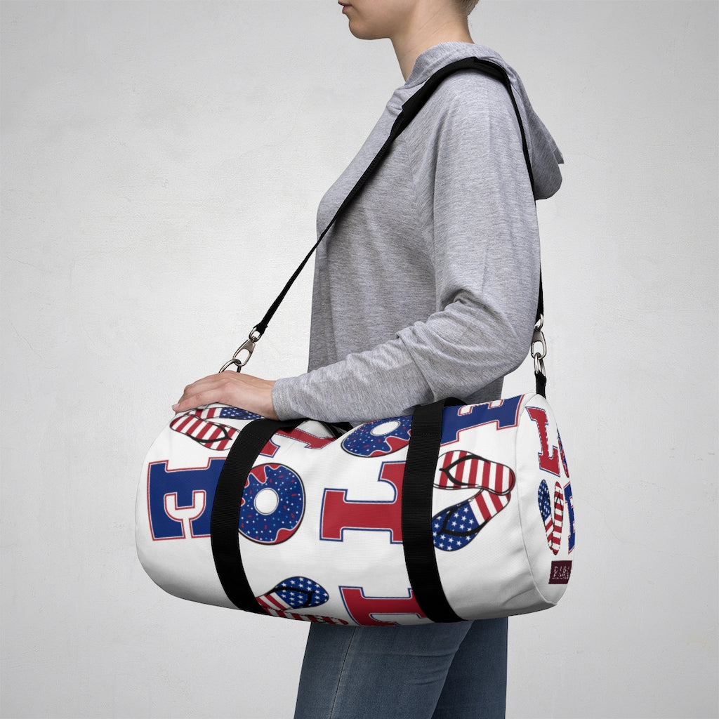 American Love White Duffel Bag