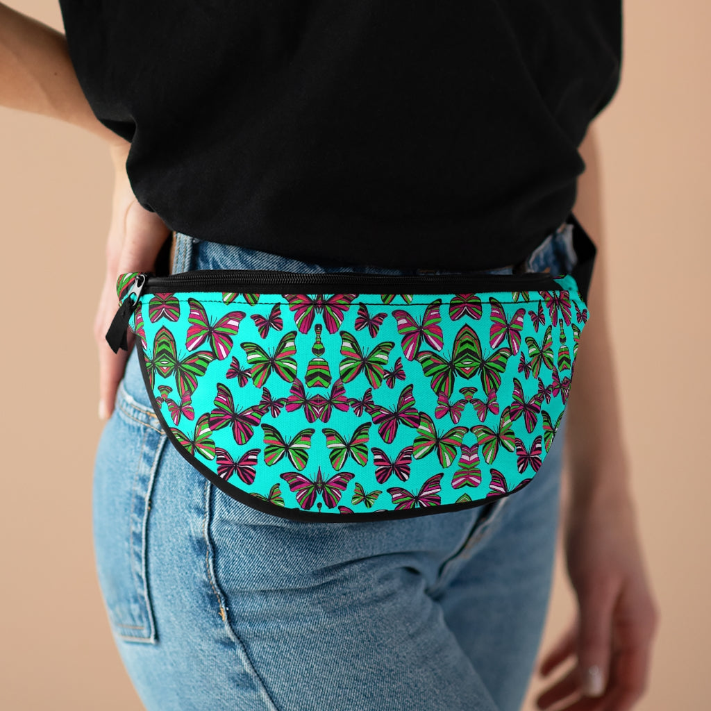 Butterflies Electric Cyan Fanny Pack