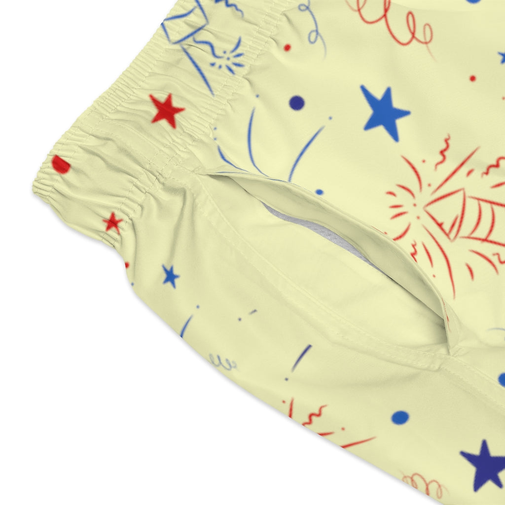 Men's Firecracker Cream Swimming Trunks