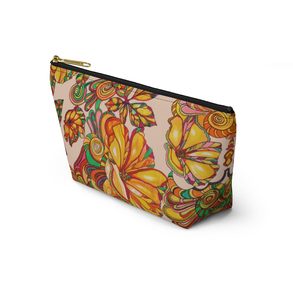 Nude Artsy Floral Accessory Pouch