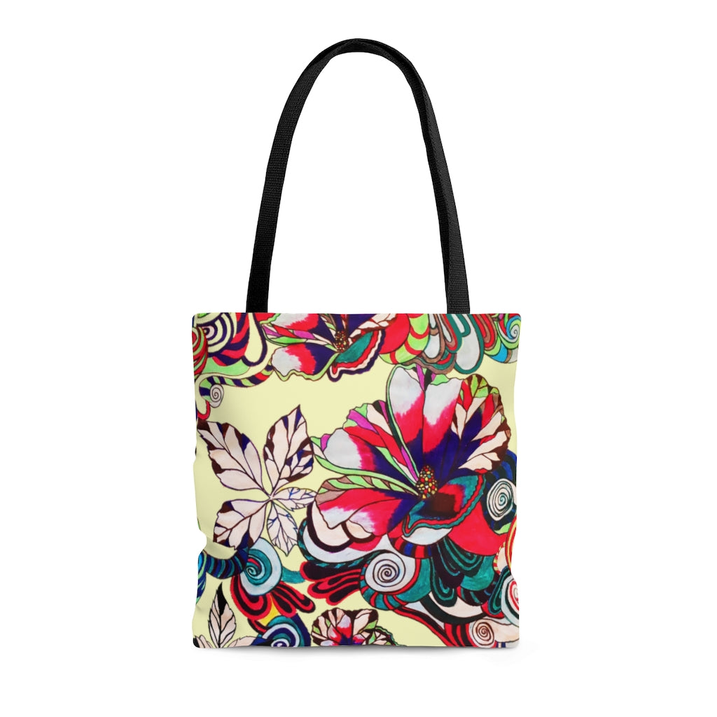 AOP Artsy Floral Pop Cream Tote Bag