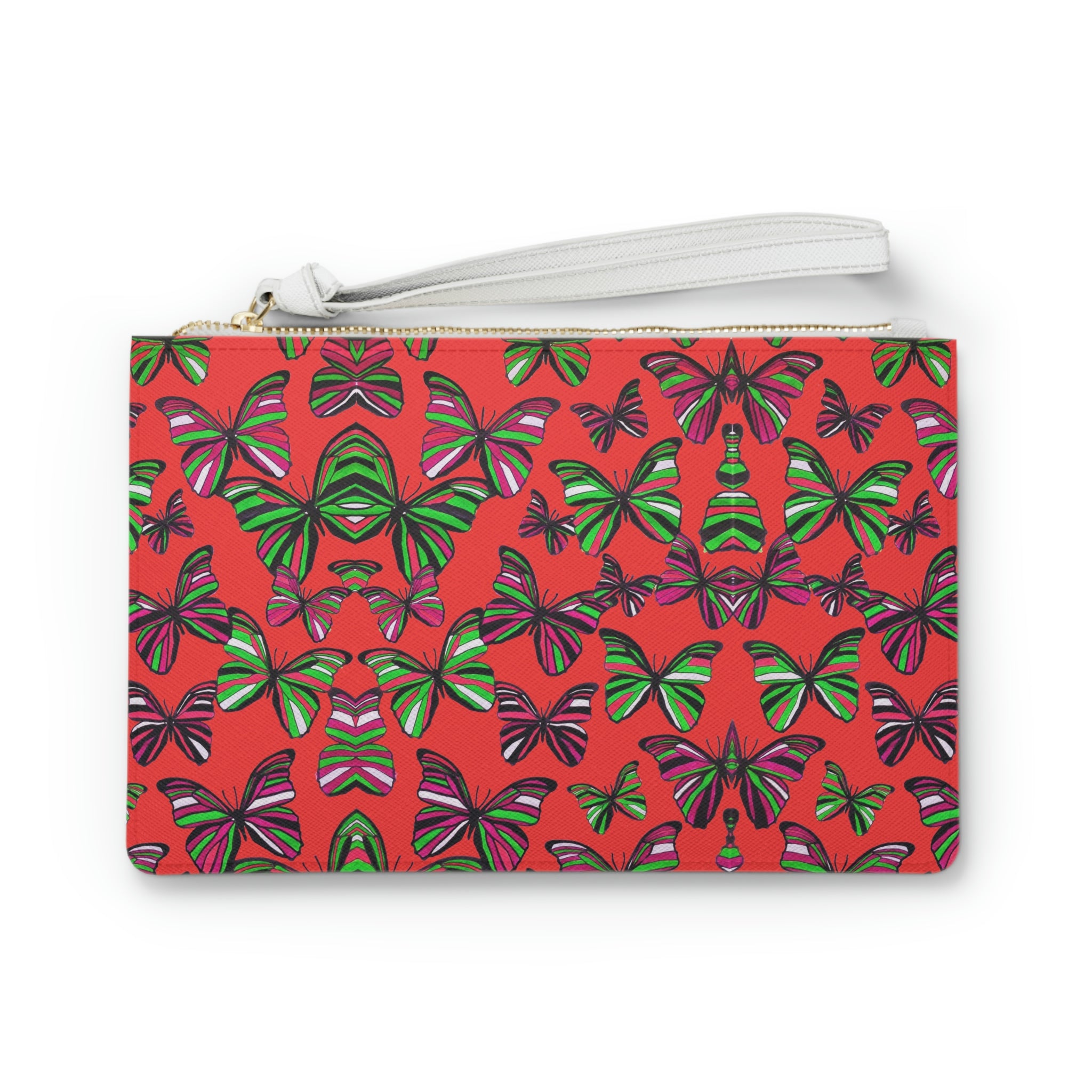 Vermillion Butterfly Print Clutch Bag