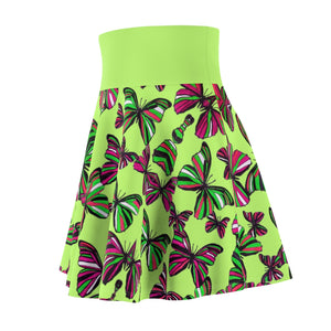 Butterflies Lime Green Skater Skirt