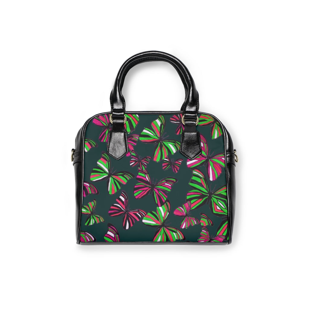 ottle green butterfly print handbag