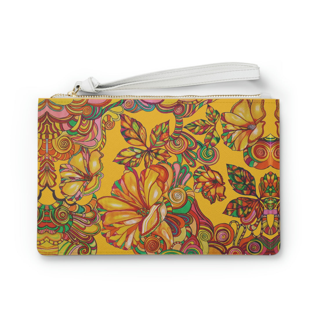 Yellow Artsy Floral Clutch Bag