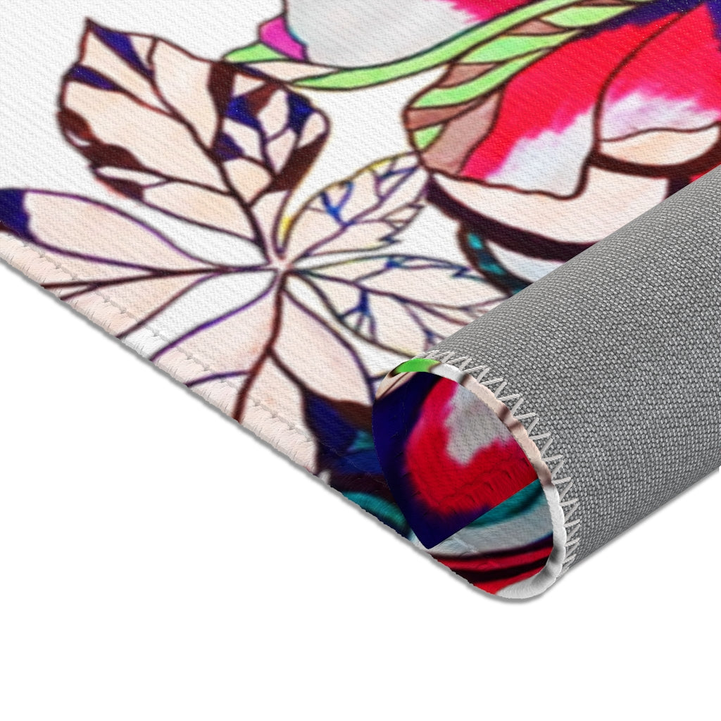 Artsy Floral Pop White Area Rug