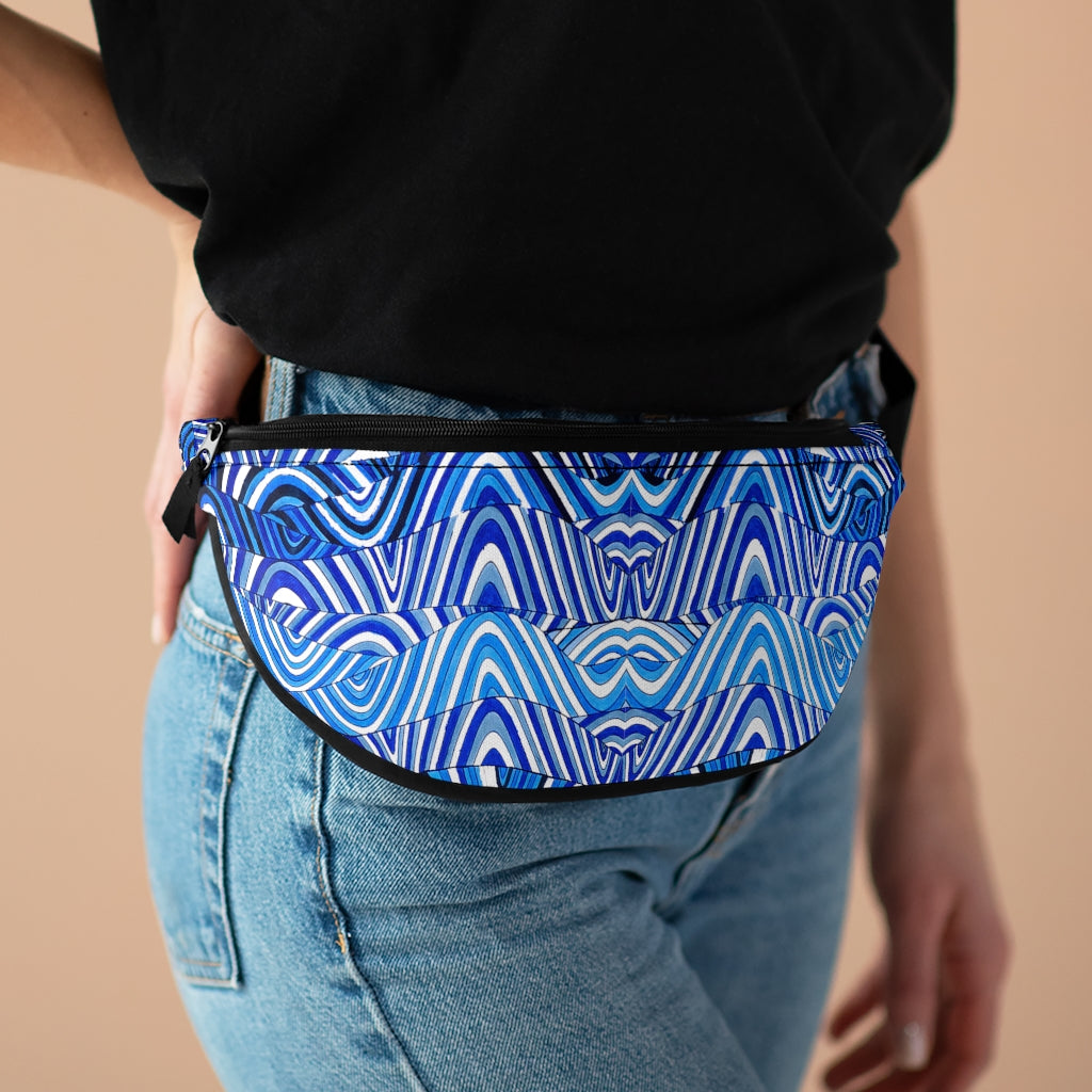 white psychedelic print unisex fanny pack