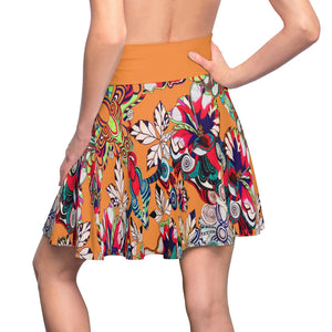 Graphic Floral Peach Skater Skirt