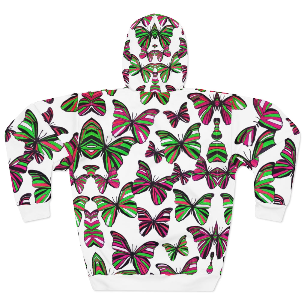 Butterflies Pullover White Hoodie