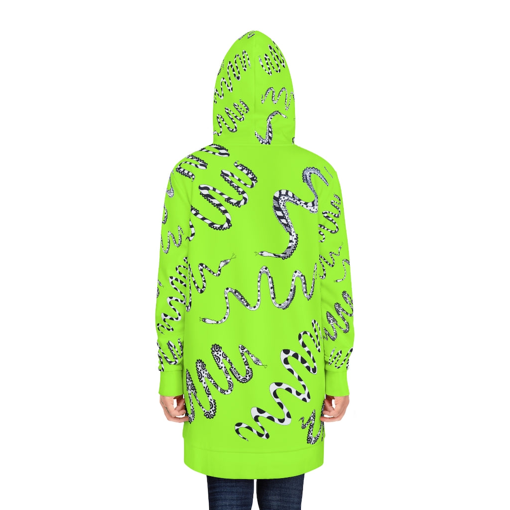 Lime Green Snake Print Hoodie Dress