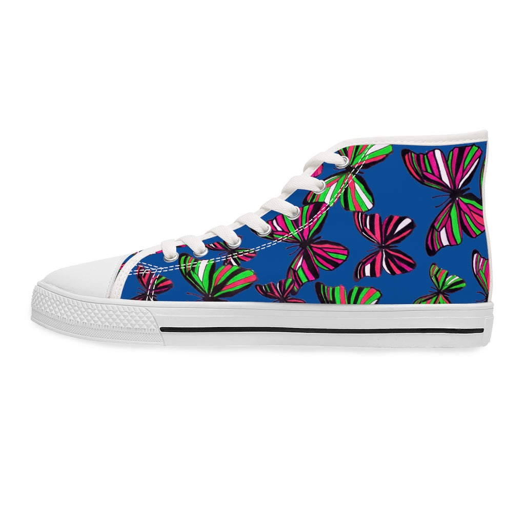 Royal Blue Butterflies Women's High Top Sneakers