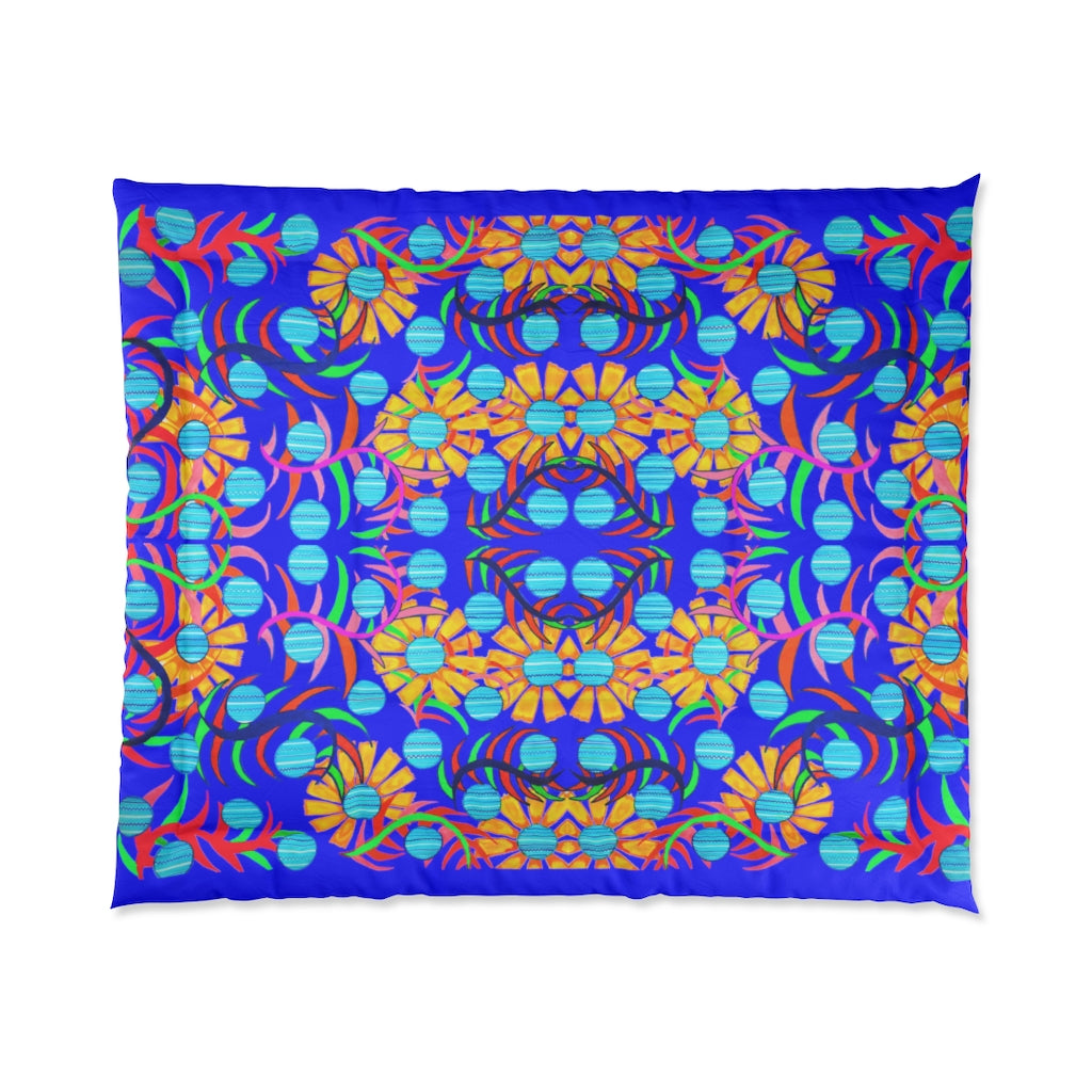 Sunflower Bloom Electric Blue Comforter