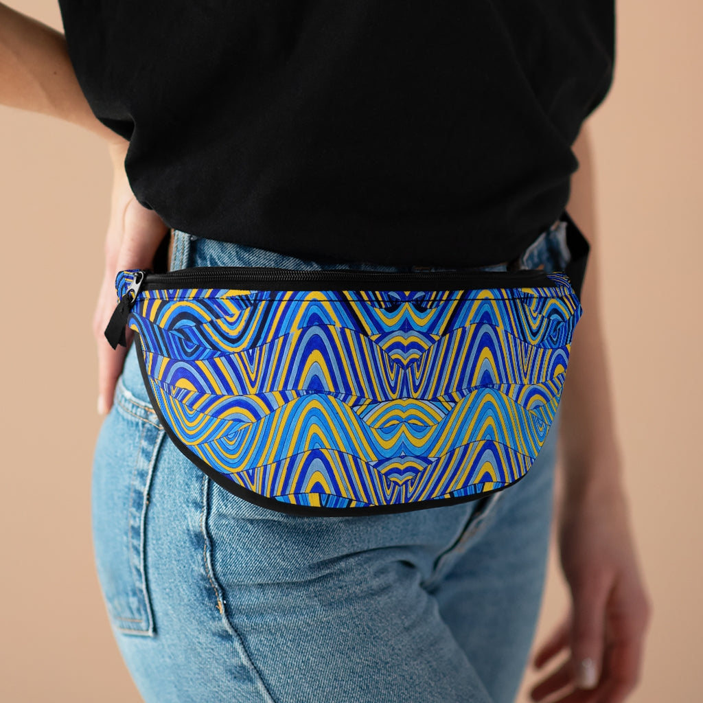 yellow psychedelic print unisex fanny pack