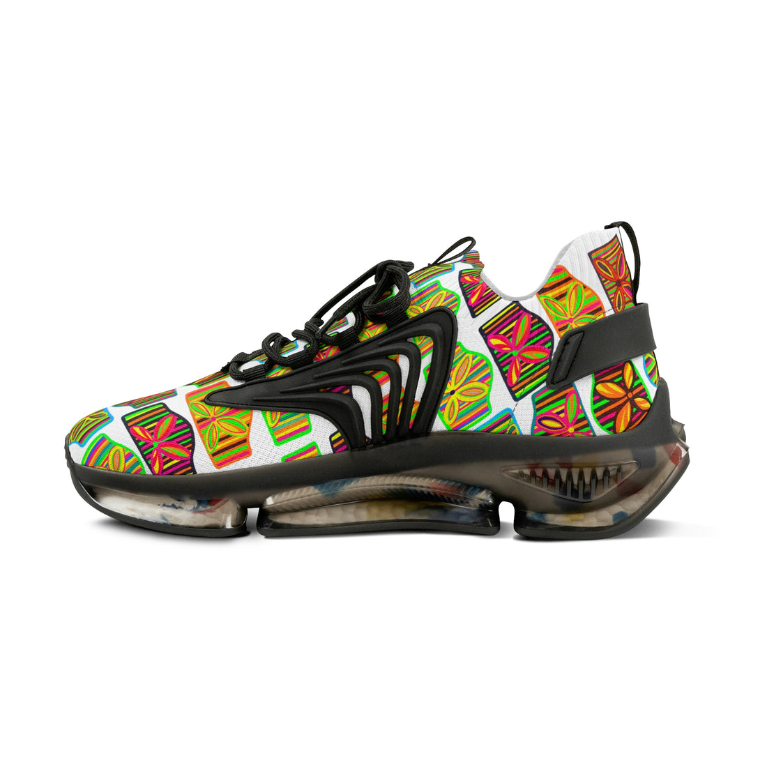 White Deco Print OTT Men's Mesh Knit Sneakers