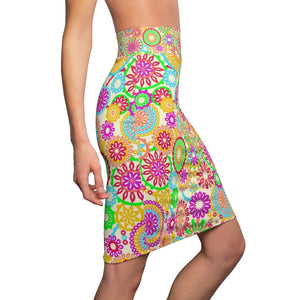 AOP 70's Lemon Pencil Skirt