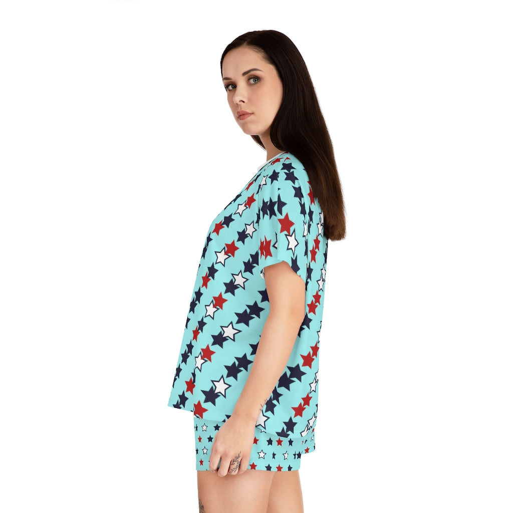 Sky Star Print Short Pajama Set (AOP)