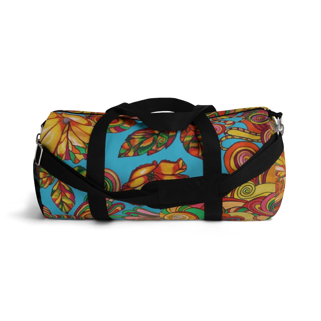 Artsy Floral Aqua Duffel Bag