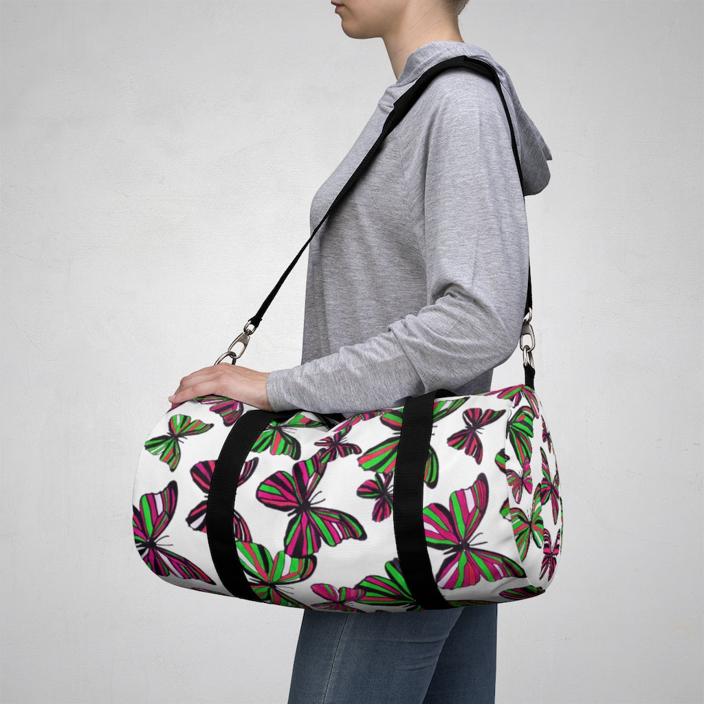 Butterflies White Duffel Bag