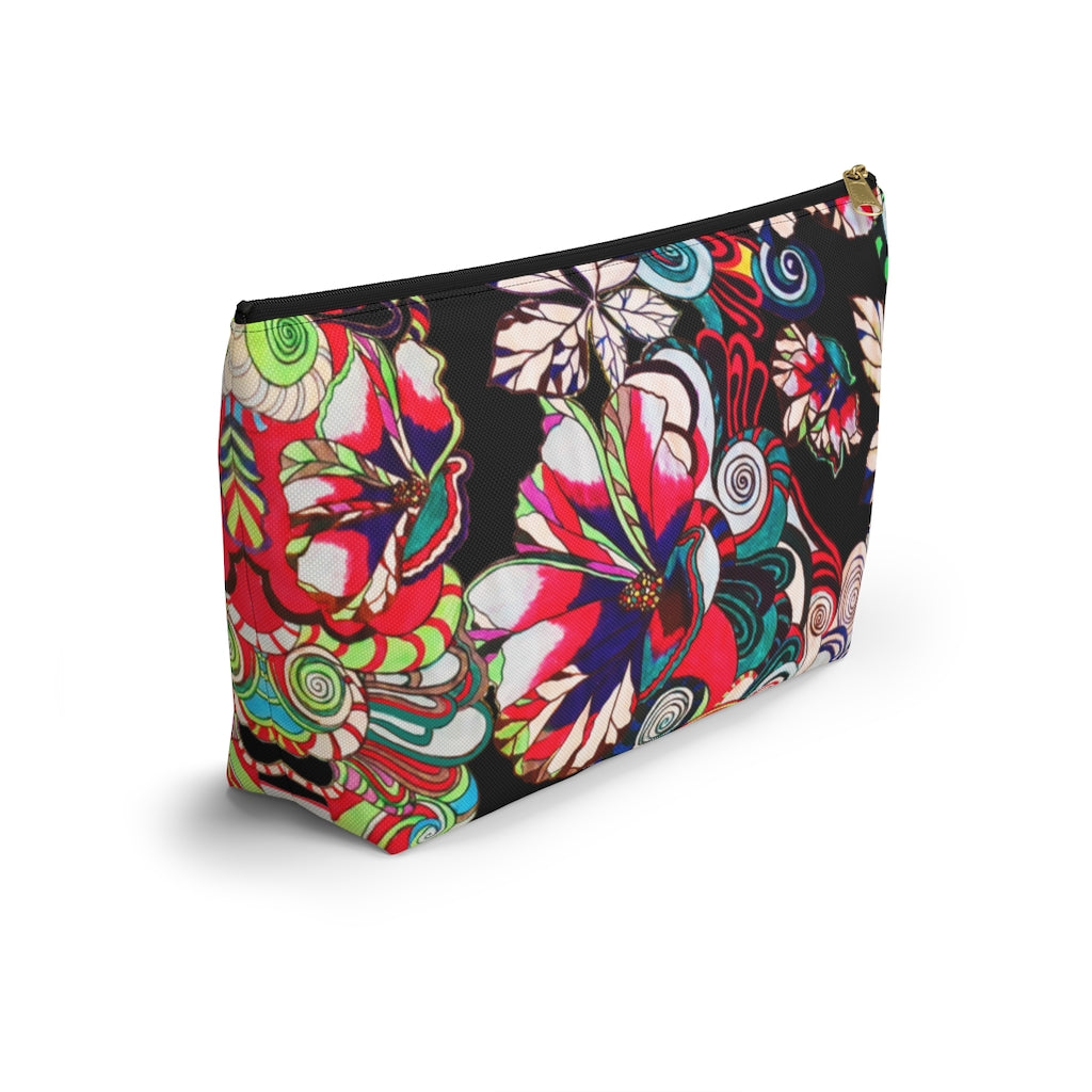 Floral Pop Black Accessory Pouch