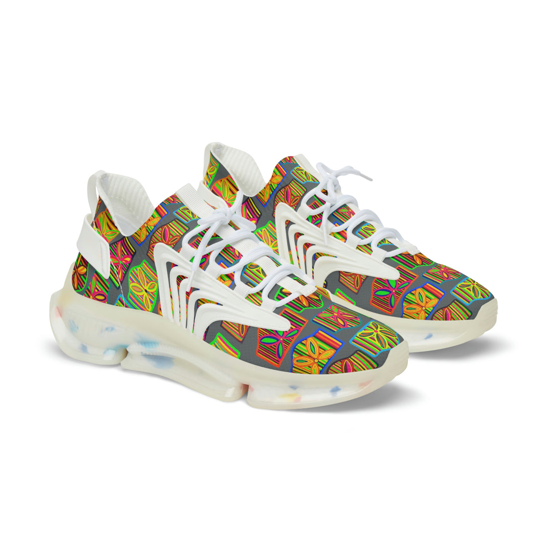 Ash Grey Deco Print OTT Men's Mesh Knit Sneakers