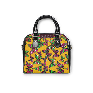 yellow butterfly print handbag