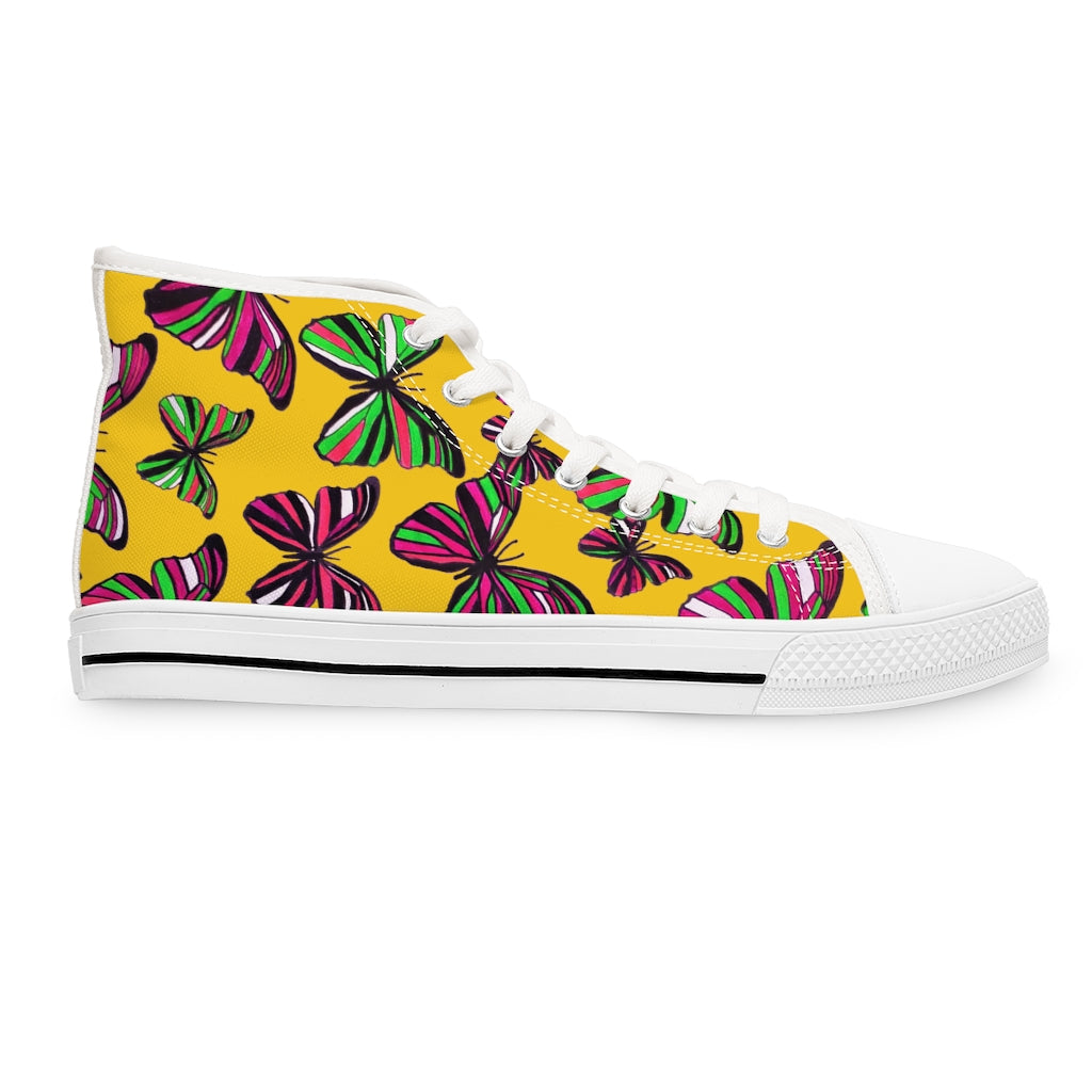 Yellow Butterflies Women's High Top Sneakers