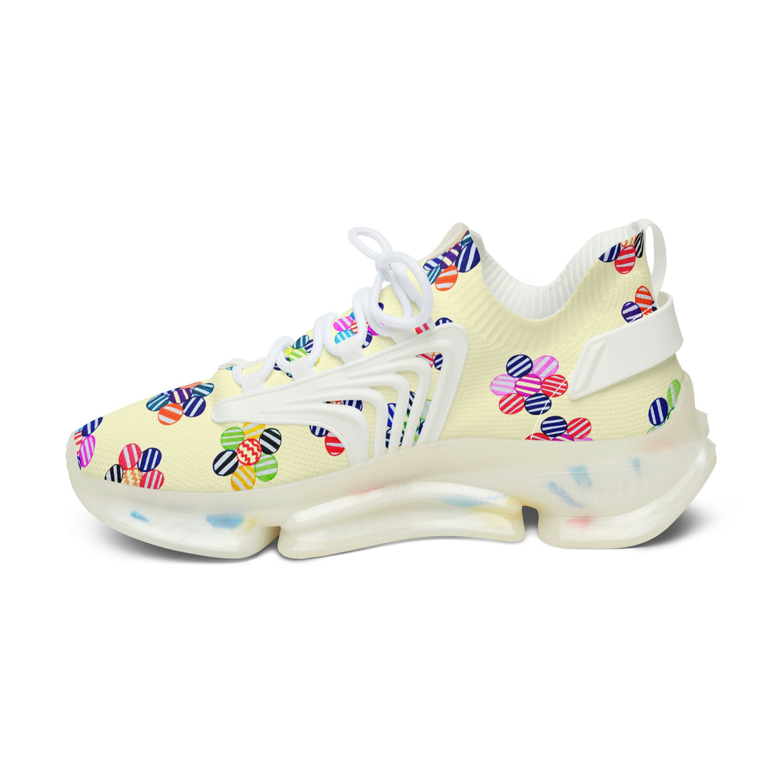 Cream Candy Floral Printed OTT Women's Mesh Knit Sneakers