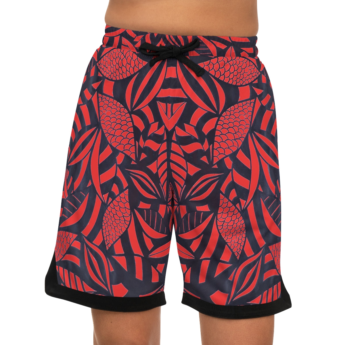 Vermillion Tropical Minimalist Basketball Rib Shorts (AOP)
